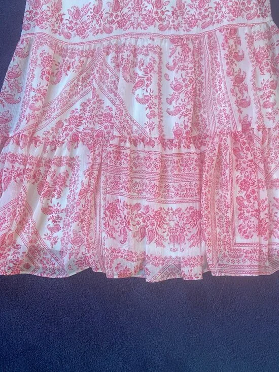 Calvin Klein Pink & White Floral Dress NWT | Sleeveless Ruffle Hem Fit & Flare - Picture 6 of 11